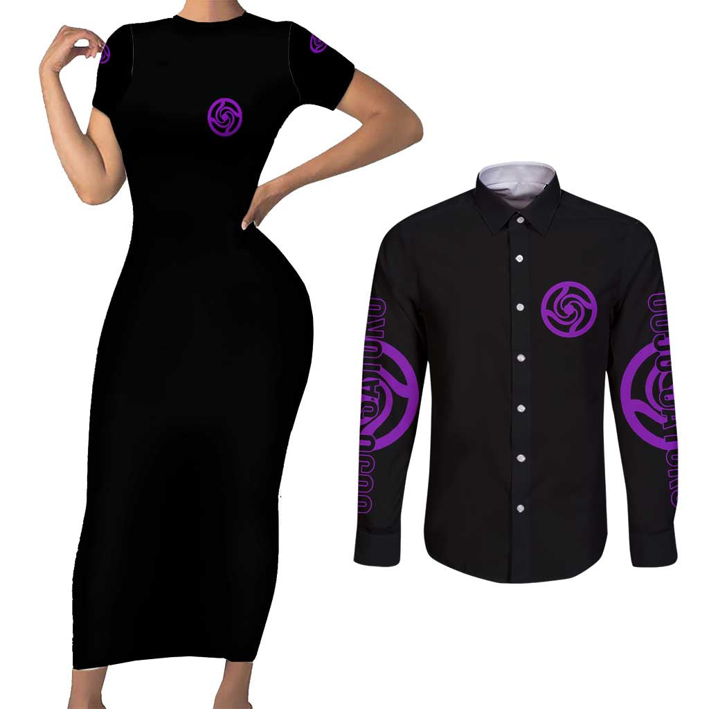 Gojo Satoru Sensei - Jujutsu Kaisen Couples Matching Short Sleeve Bodycon Dress and Long Sleeve Button Shirt Anime Japan Art Style