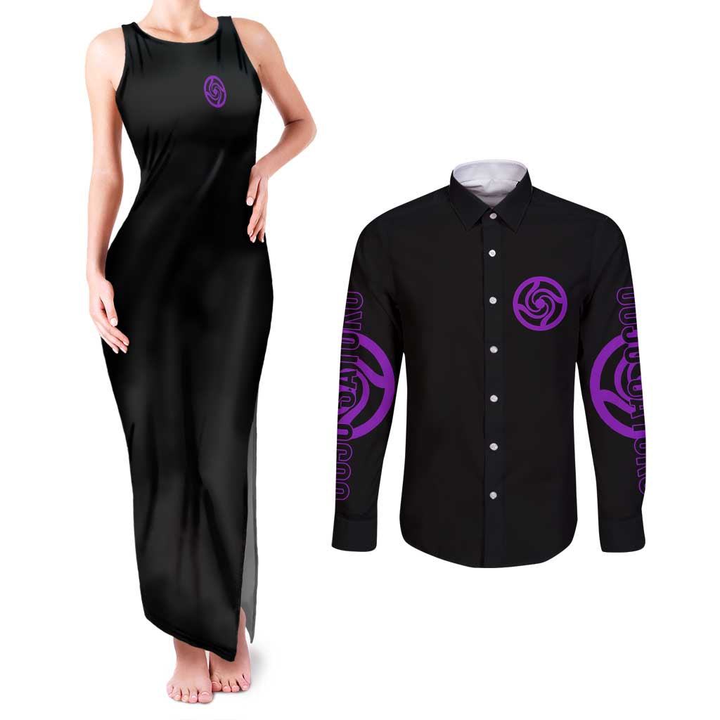 Gojo Satoru Sensei - Jujutsu Kaisen Couples Matching Tank Maxi Dress and Long Sleeve Button Shirt Anime Japan Art Style