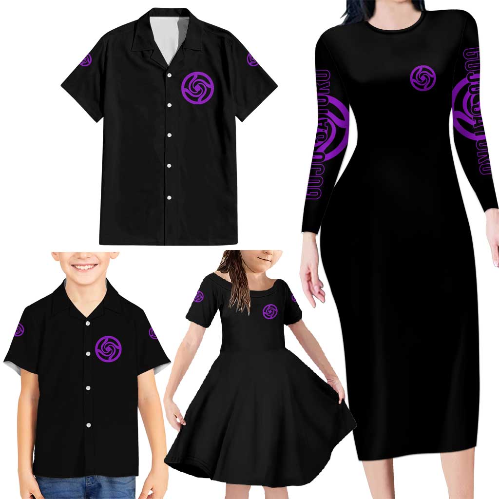 Gojo Satoru Sensei - Jujutsu Kaisen Family Matching Long Sleeve Bodycon Dress and Hawaiian Shirt Anime Japan Art Style