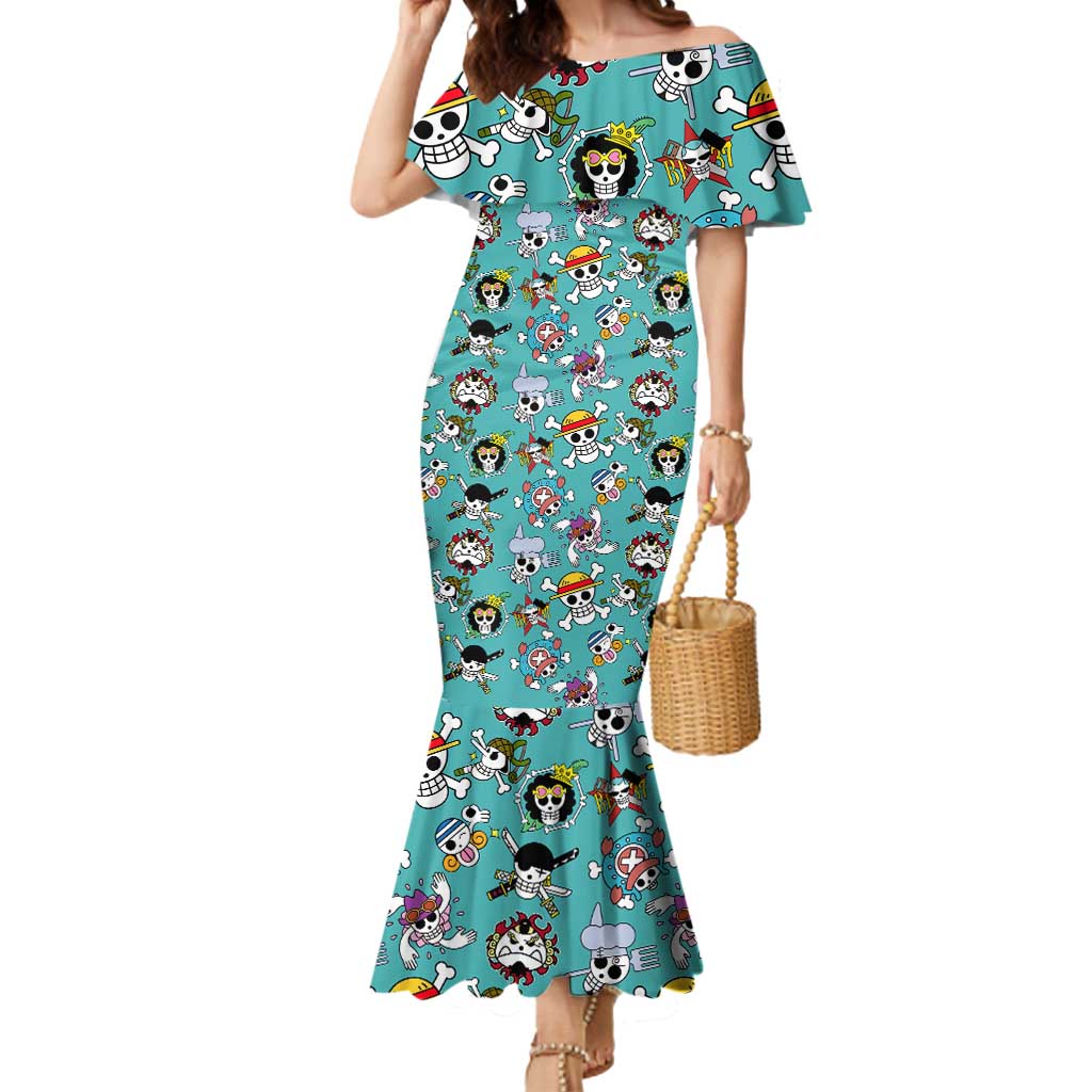 Strawhats Jolly Roger One Piece Mermaid Dress Anime Pattern Style