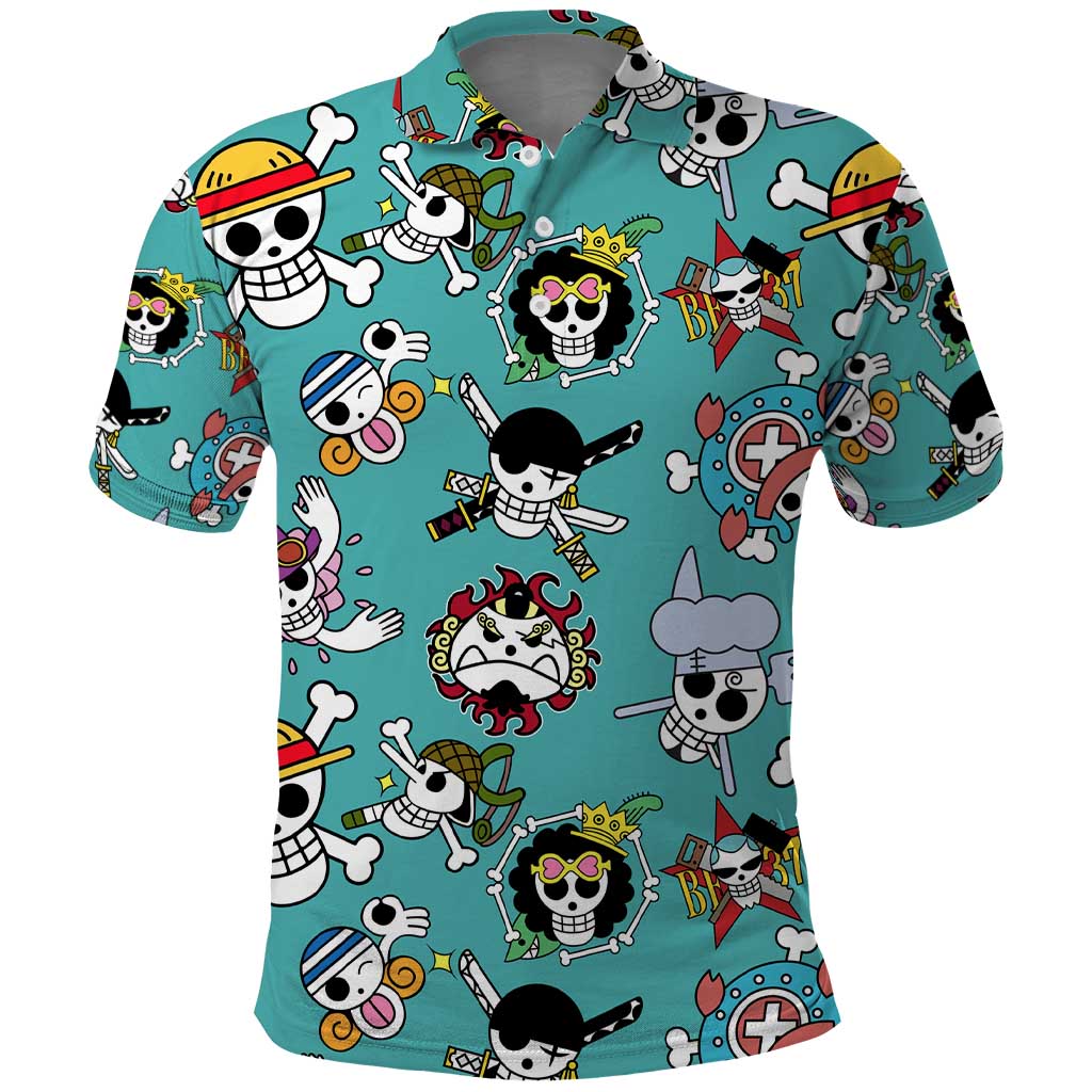 Strawhats Jolly Roger One Piece Polo Shirt Anime Pattern Style