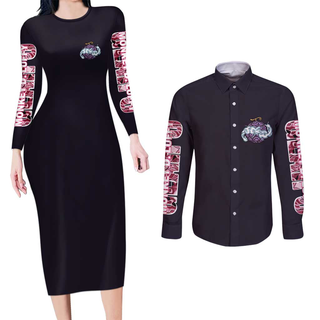 Gear 5th Luffy One Piece Couples Matching Long Sleeve Bodycon Dress and Long Sleeve Button Shirt Anime Style