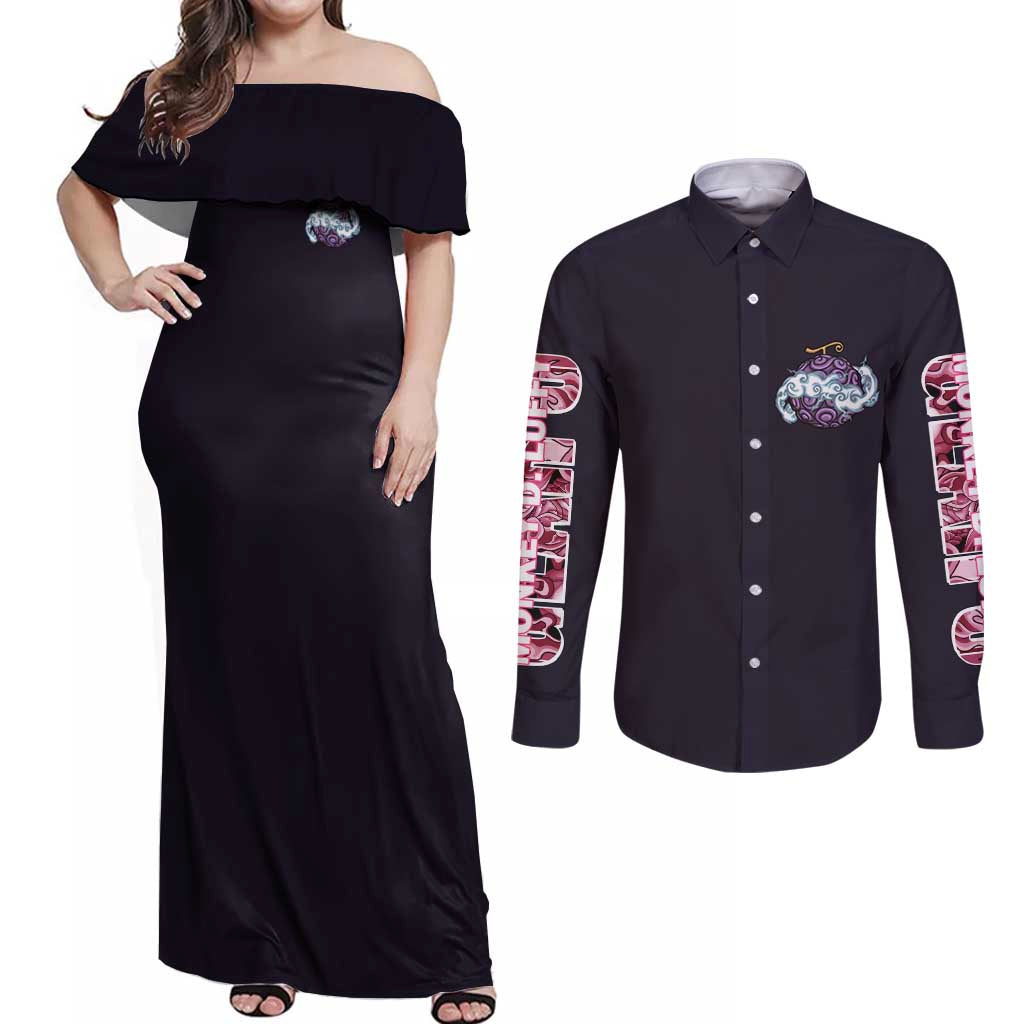 Gear 5th Luffy One Piece Couples Matching Off Shoulder Maxi Dress and Long Sleeve Button Shirt Anime Style