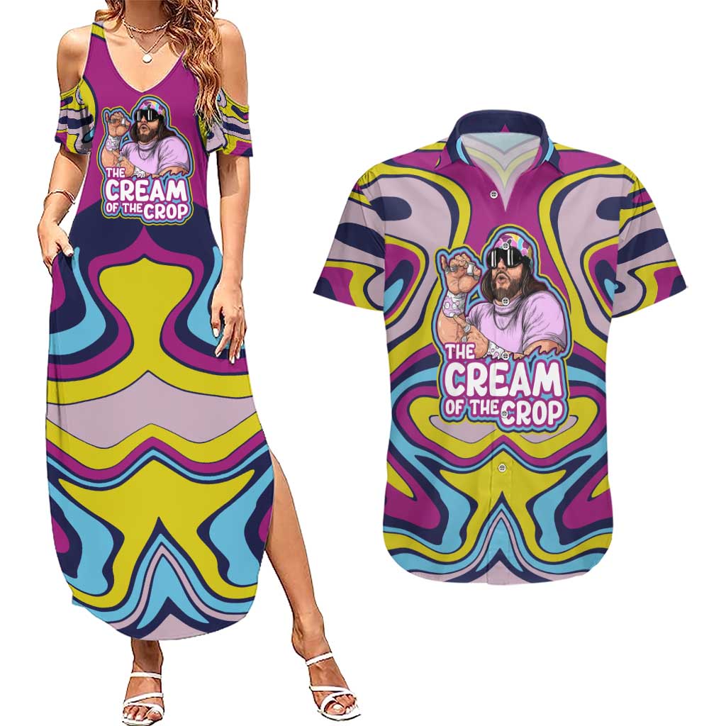 The Cream of the Crop Trippy Randy Savage Pop Culture Couples Matching Summer Maxi Dress and Hawaiian Shirt Anime Style