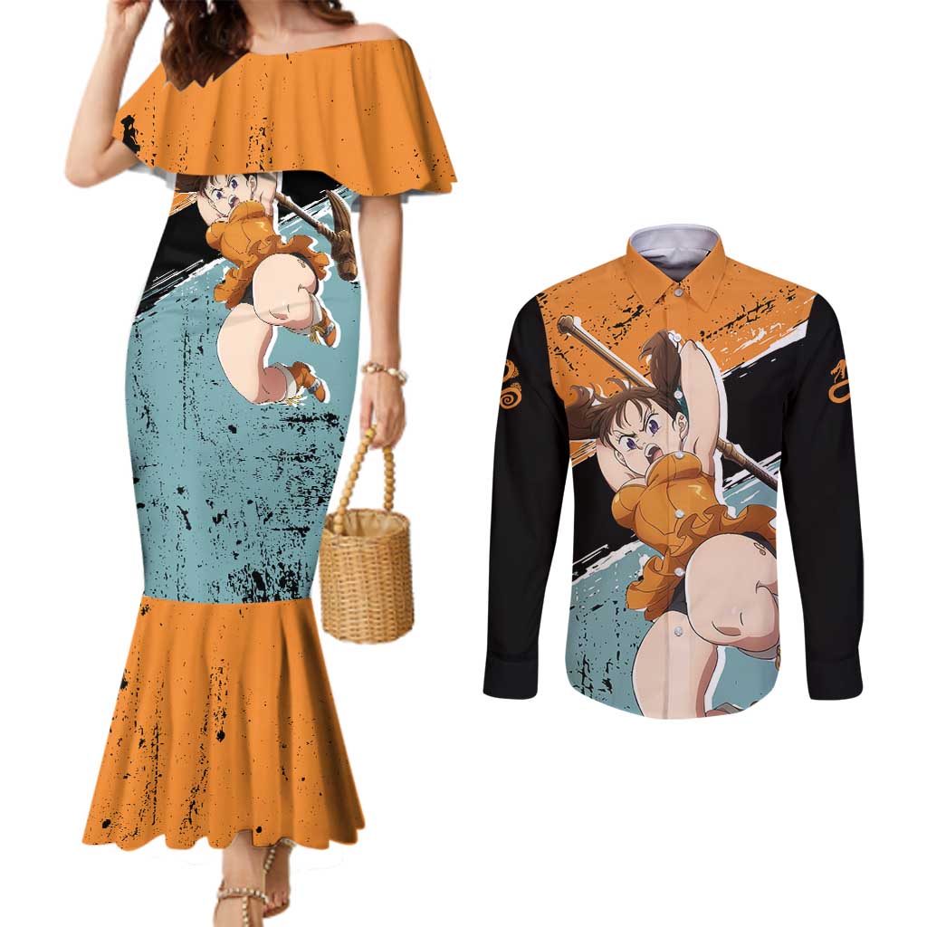 Diane - Nanatsu No Taizai Couples Matching Mermaid Dress and Long Sleeve Button Shirt Anime Style