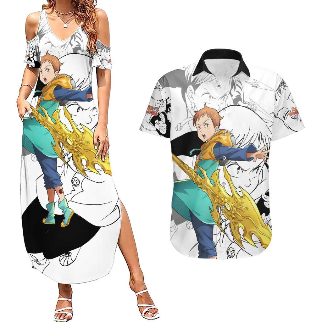 King - Nanatsu No Taizai Couples Matching Summer Maxi Dress and Hawaiian Shirt Anime Mix Manga Style