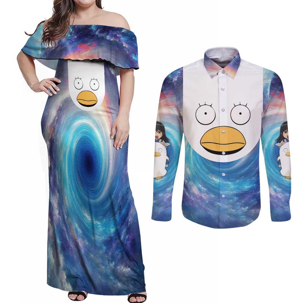 Cosmic Elizabeth Gintama Couples Matching Off Shoulder Maxi Dress and Long Sleeve Button Shirt Anime Style