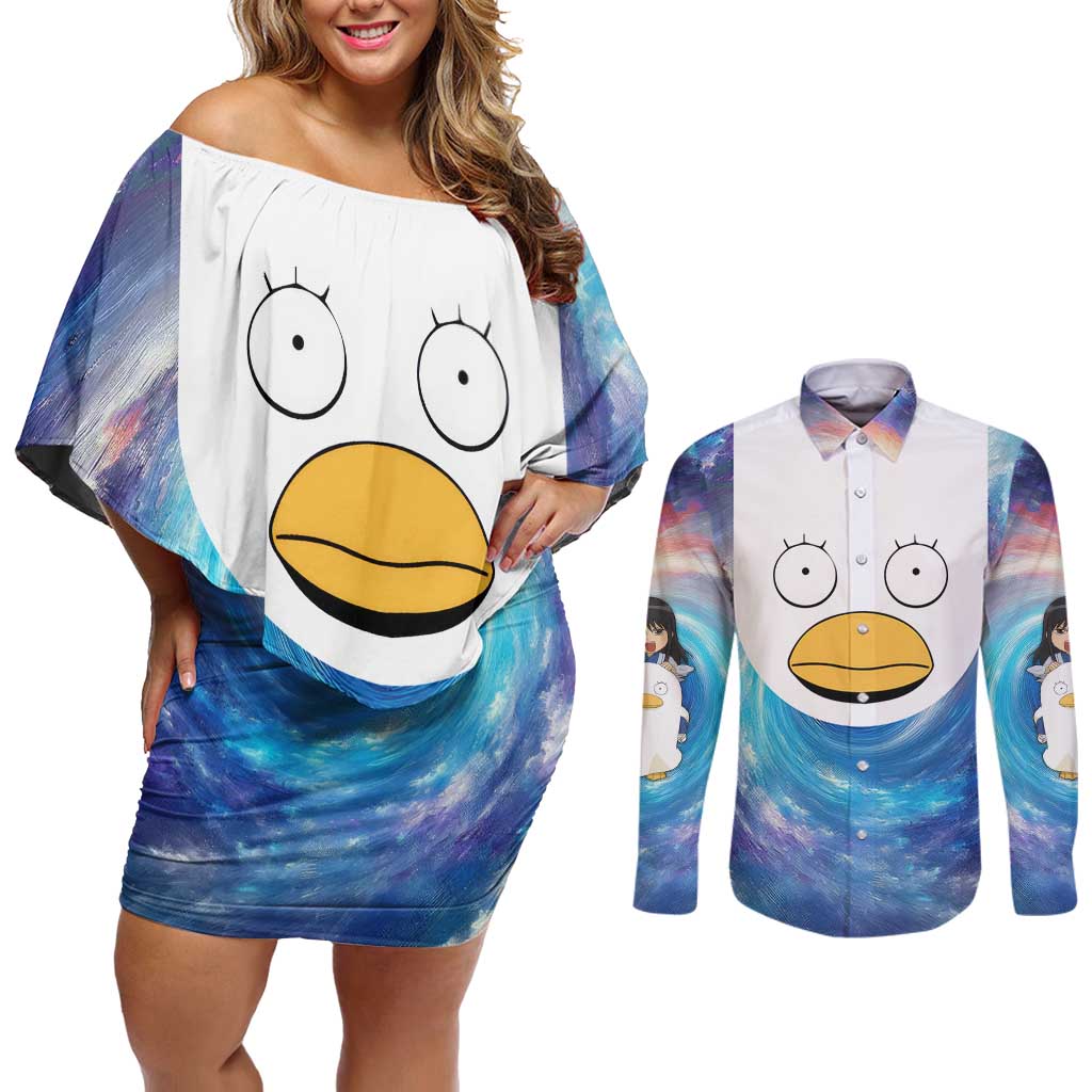 Cosmic Elizabeth Gintama Couples Matching Off Shoulder Short Dress and Long Sleeve Button Shirt Anime Style