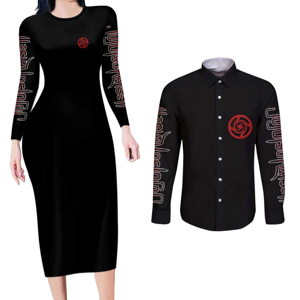 Shibuya Incident Jujutsu Kaisen Couples Matching Long Sleeve Bodycon Dress and Long Sleeve Button Shirt Anime Style