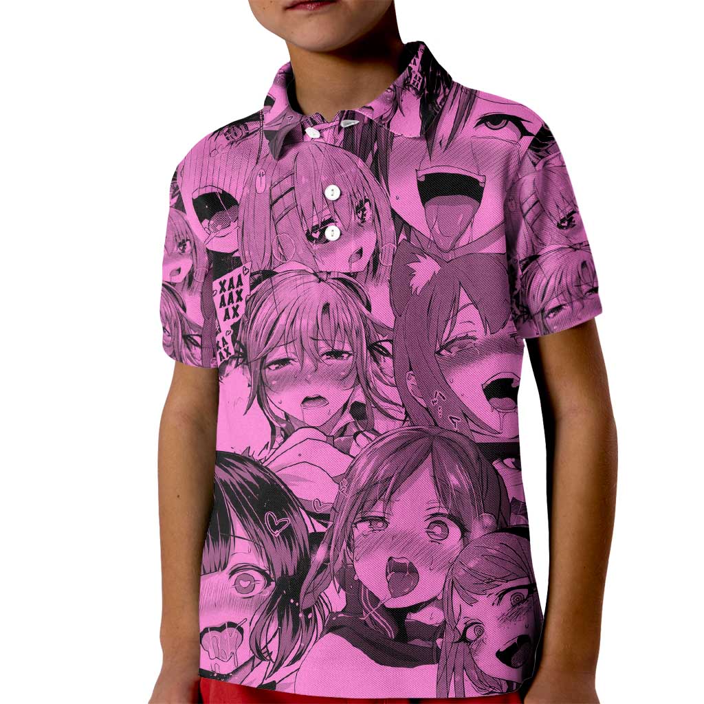 Ahegao Manga Kid Polo Shirt Anime Mid Manga Style