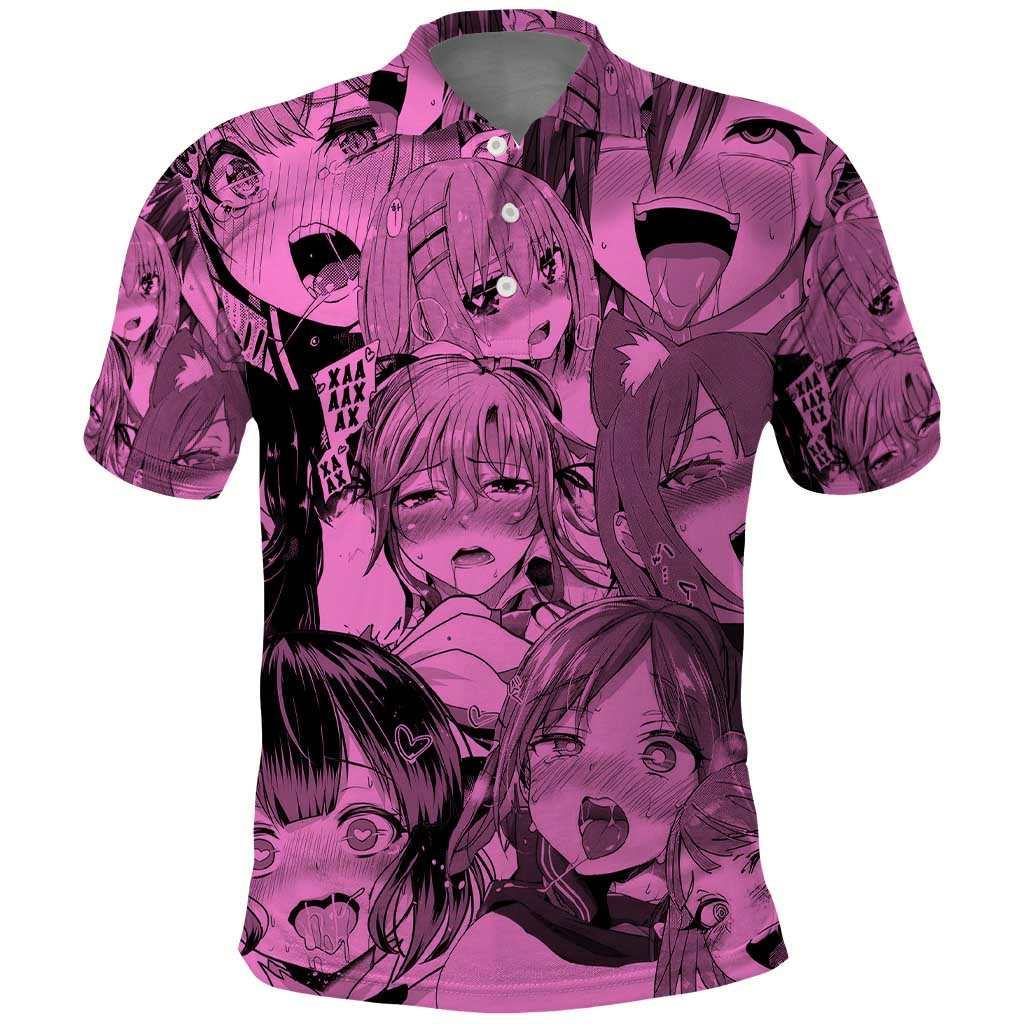 Ahegao Manga Polo Shirt Anime Mid Manga Style