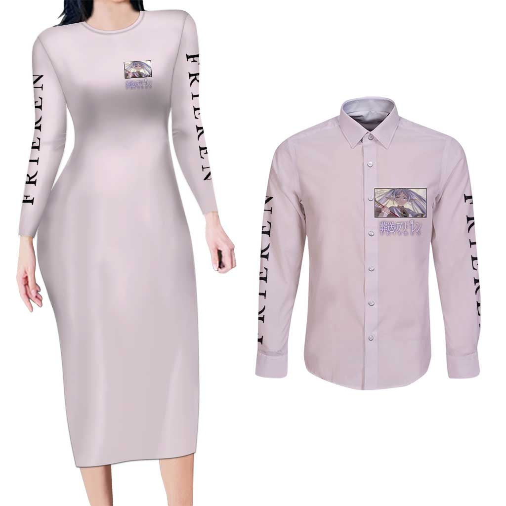 Frieren Frieren Beyond Journey’s End Couples Matching Long Sleeve Bodycon Dress and Long Sleeve Button Shirt Anime Style