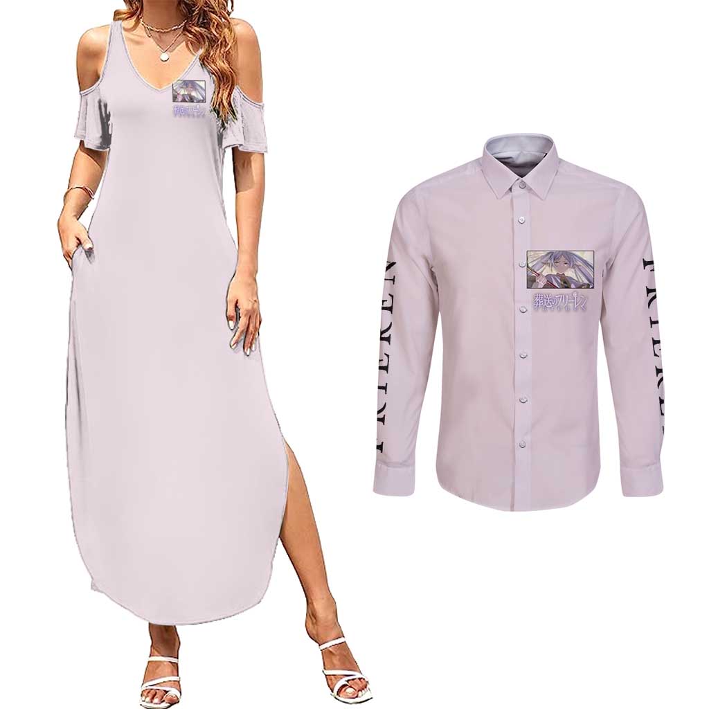 Frieren Frieren Beyond Journey’s End Couples Matching Summer Maxi Dress and Long Sleeve Button Shirt Anime Style