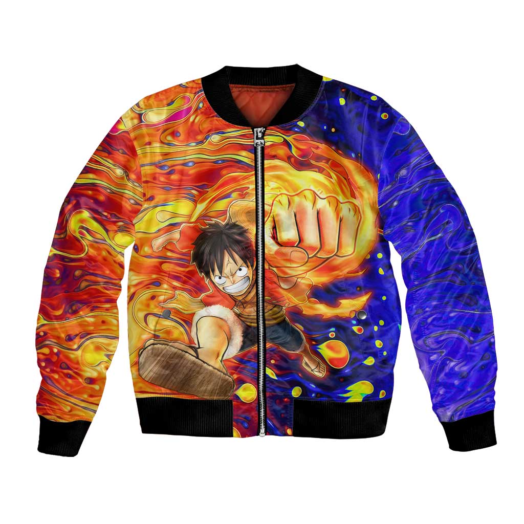 One Piece Trippy Luffy Bomber Jacket Anime Mid Trippy Style