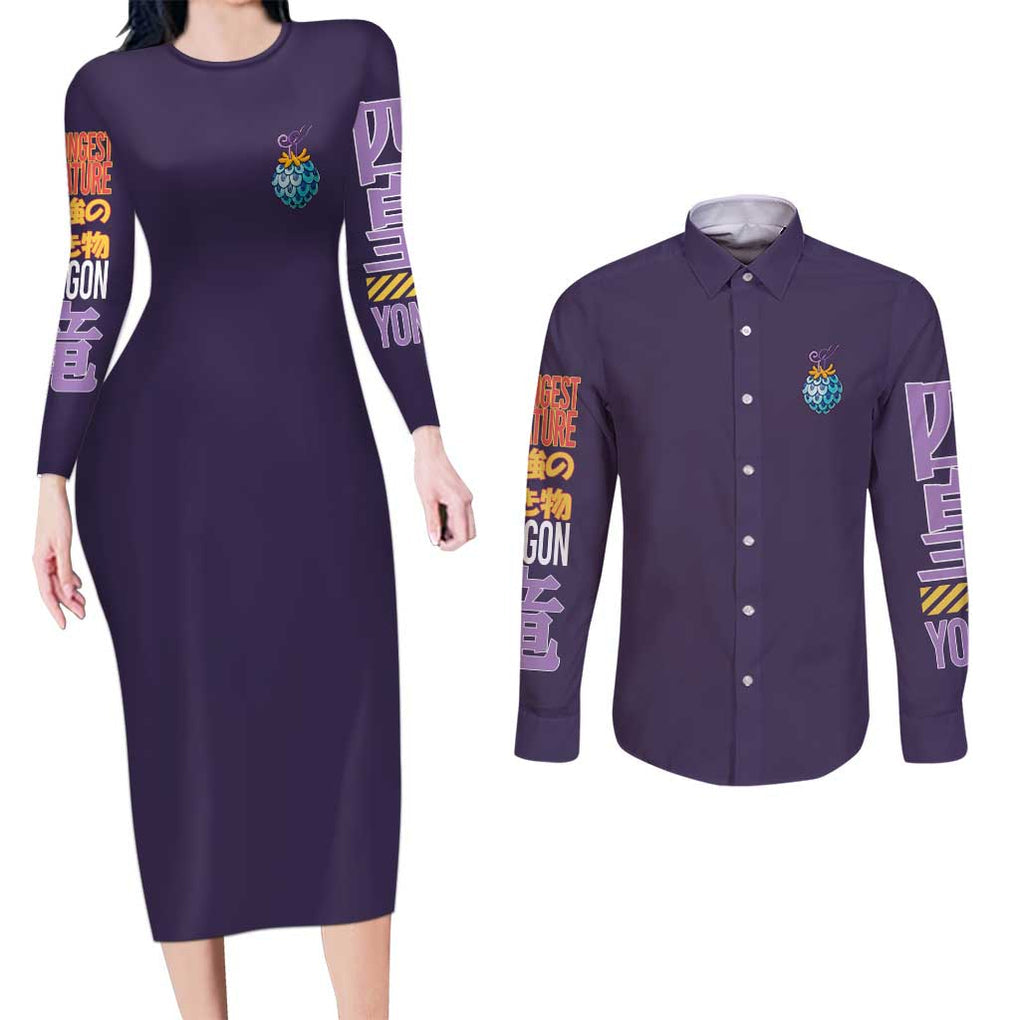 Kaido V2 One Piece Couples Matching Long Sleeve Bodycon Dress and Long Sleeve Button Shirt Anime Style