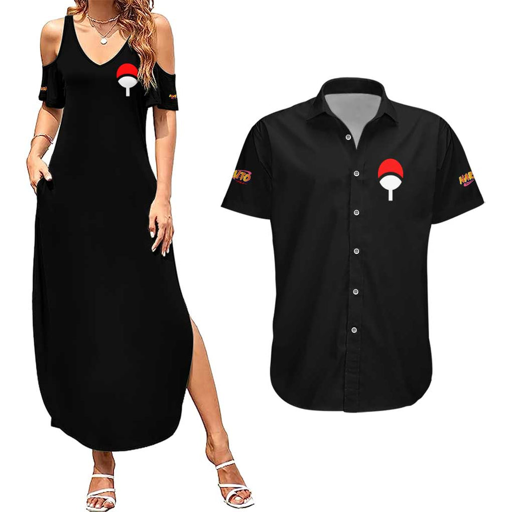 Uchiha Madara Naruto Couples Matching Summer Maxi Dress and Hawaiian Shirt Anime Style