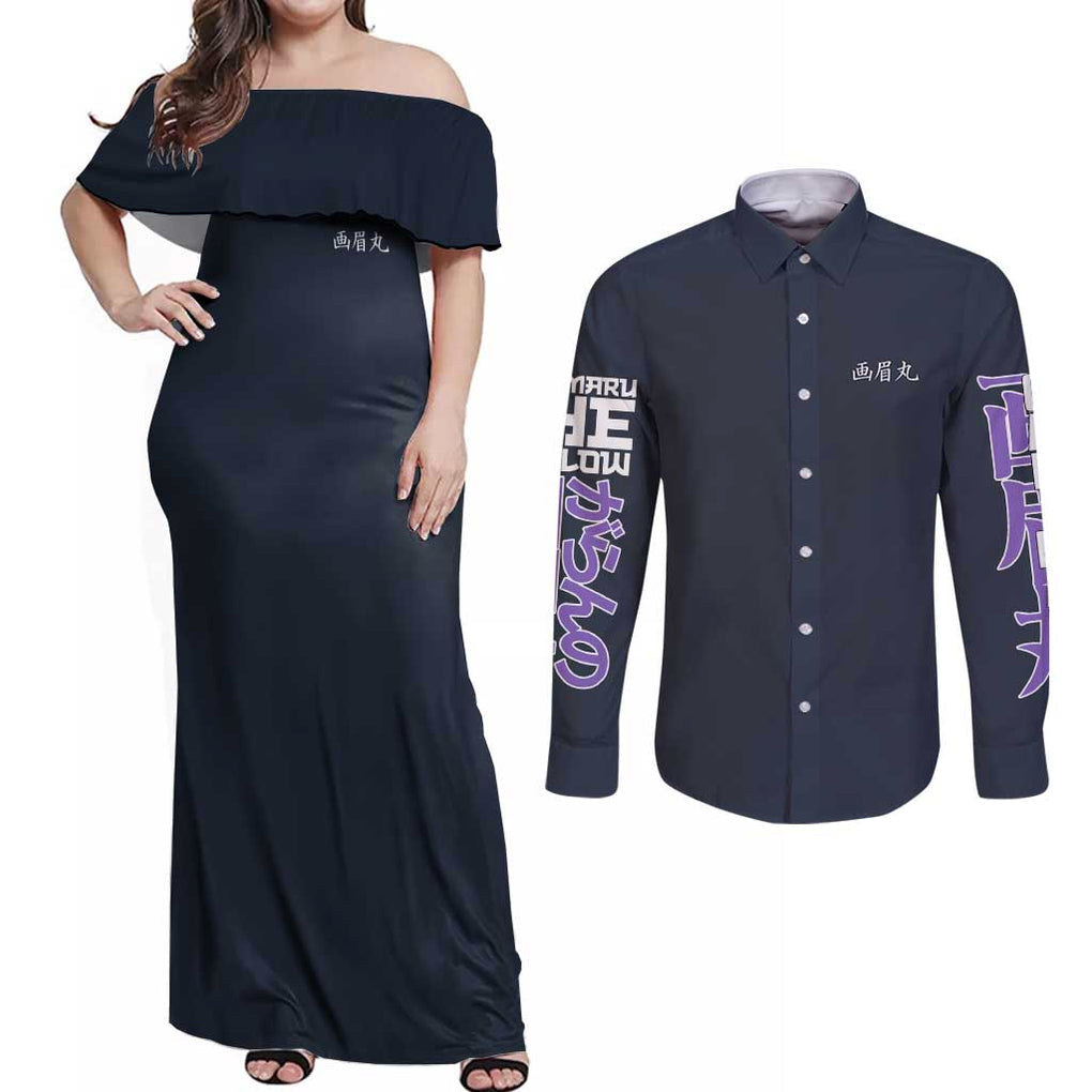 Gabimaru Hell’s Paradise Couples Matching Off Shoulder Maxi Dress and Long Sleeve Button Shirt Anime Style