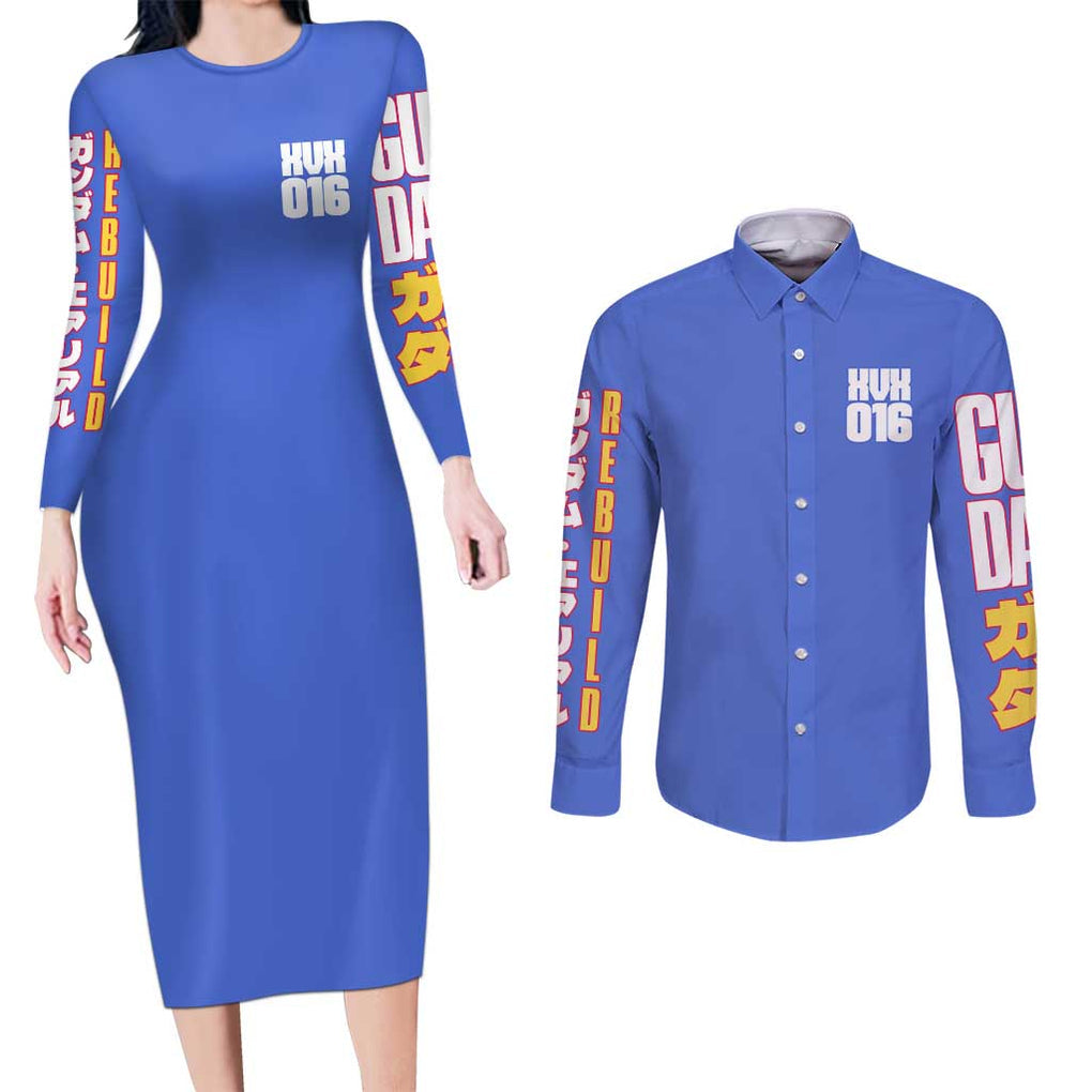 Aerial Gundam Witch from Mercury Couples Matching Long Sleeve Bodycon Dress and Long Sleeve Button Shirt Anime Style