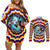 One Piece Fractal Explosion Trafalgar Law Couples Matching Off Shoulder Short Dress and Long Sleeve Button Shirt Fractal Explosion Style