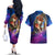 Klein Couples Matching Off The Shoulder Long Sleeve Dress and Hawaiian Shirt Sword Art Galaxy Style