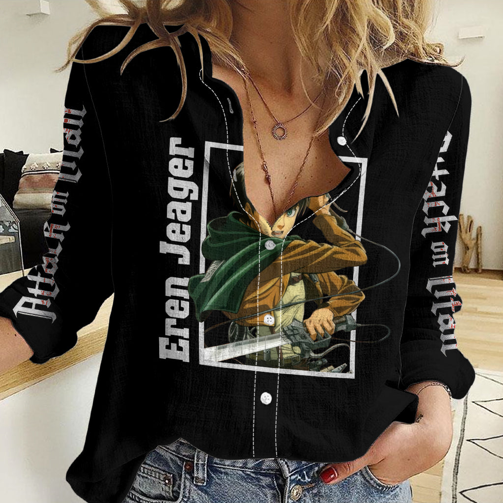 Eren Jeager Women Casual Shirt Attack On Tittan Anime Style