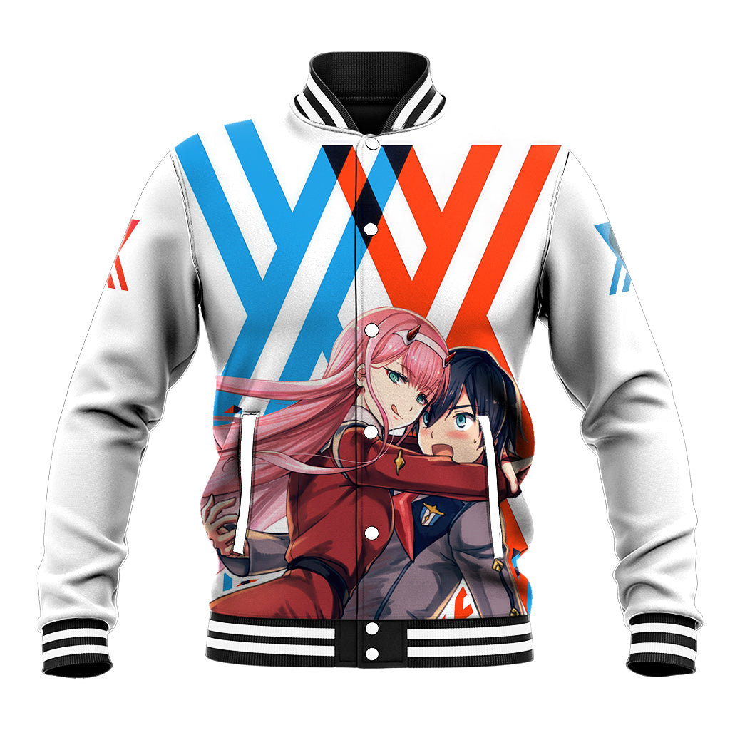 Hiro and Zero Two Strelitzia Baseball Jacket Anime Style