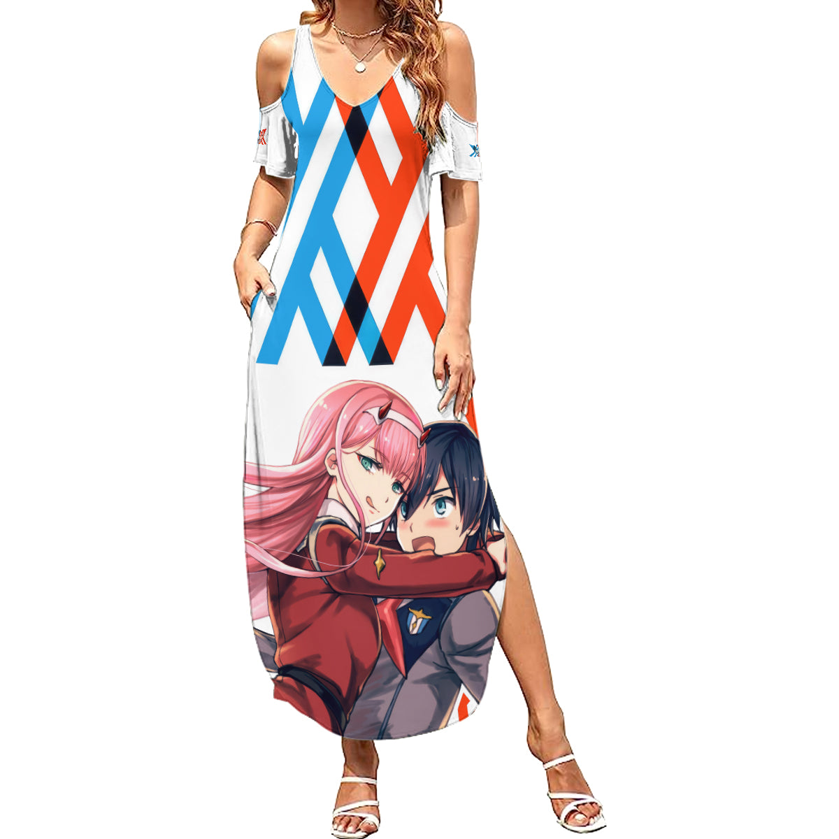 Hiro and Zero Two Strelitzia Summer Maxi Dress Anime Style