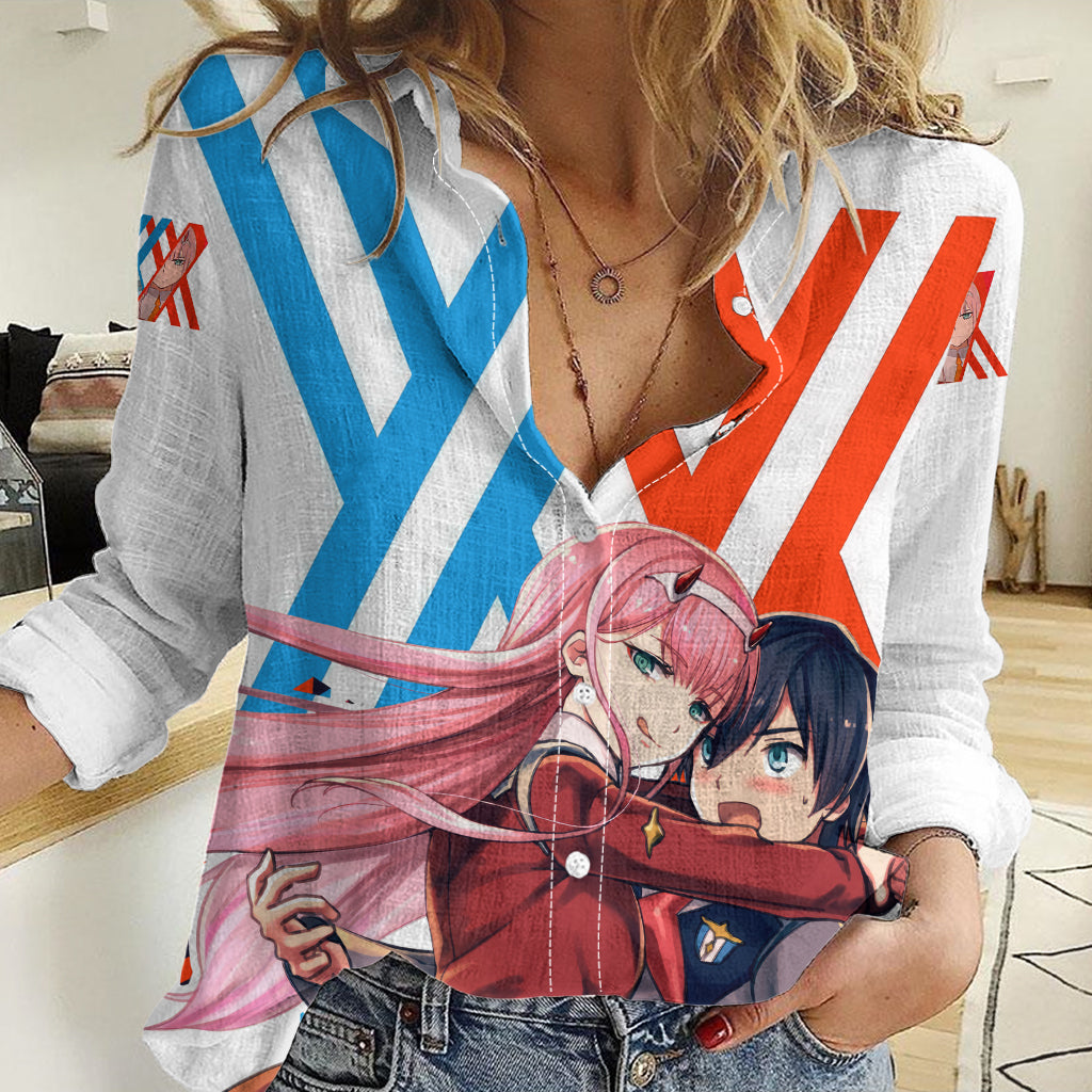 Hiro and Zero Two Strelitzia Women Casual Shirt Anime Style