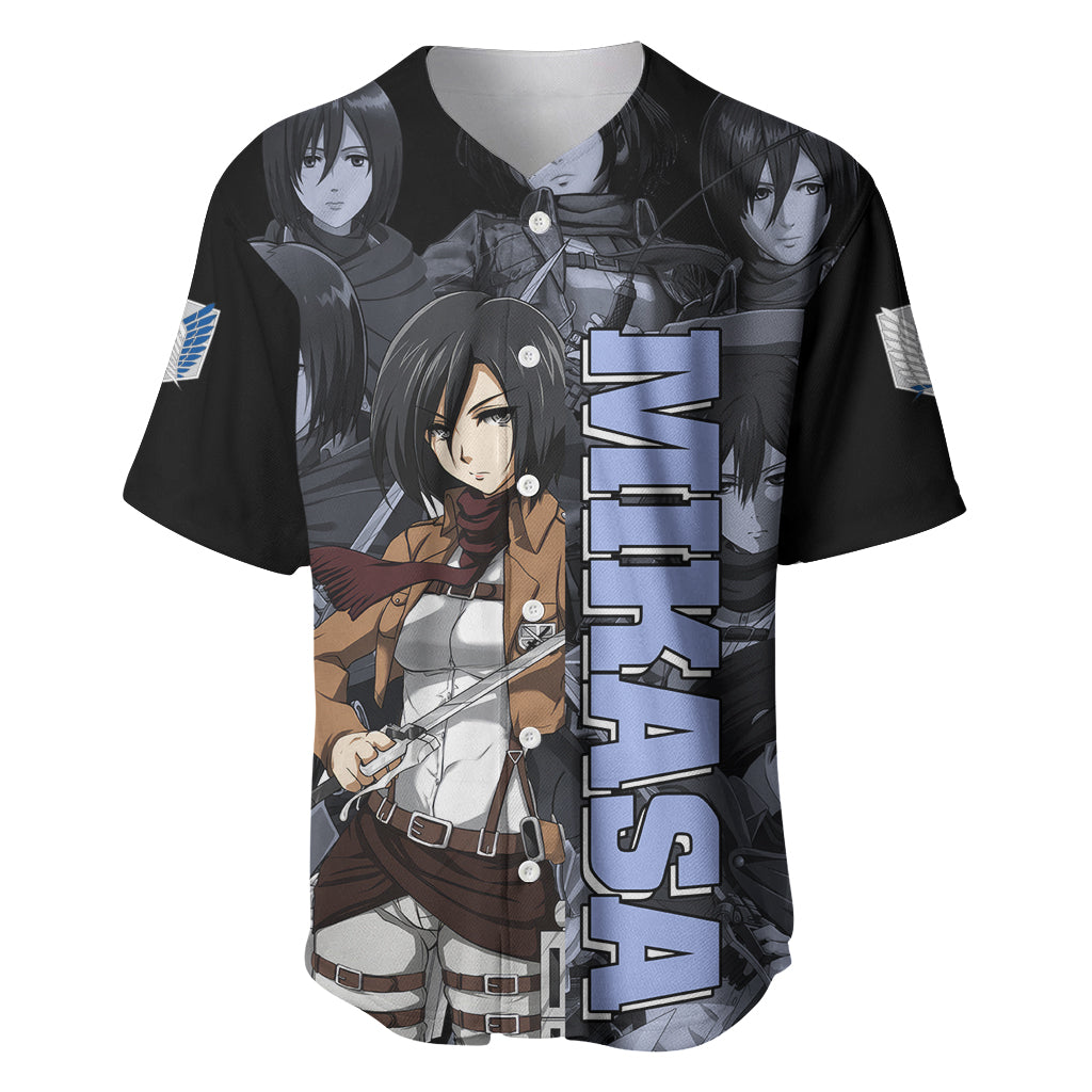 Mikasa Ackerman - Attack On Tittan Baseball Jersey Anime Mix Manga Style