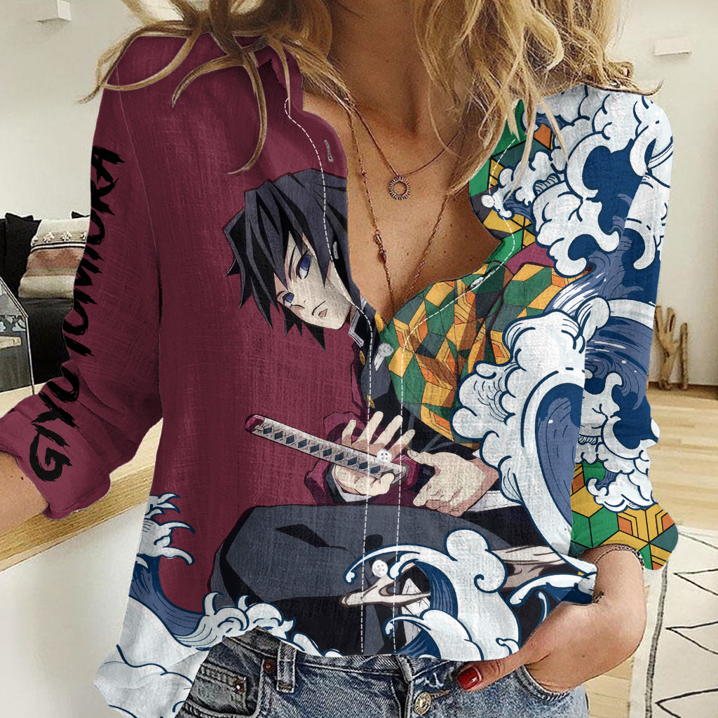 Giyu Tomioka - Demons Slayer Women Casual Shirt Anime Mix Japan Pattern Style