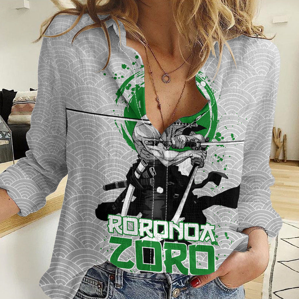 Roronoa Zoro - One Piece Women Casual Shirt Anime Mix Japan Pattern Style