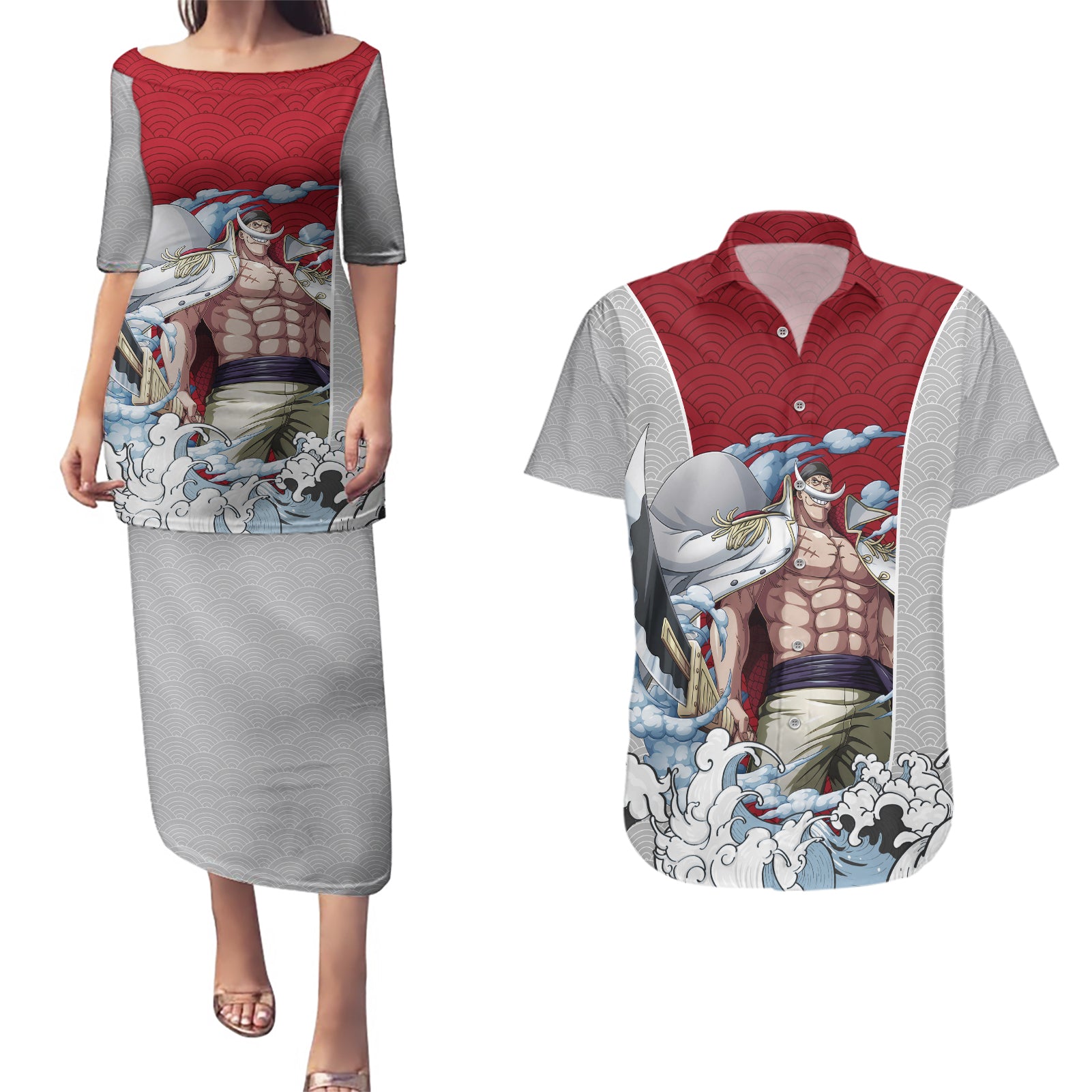 Edward Newgate - One Piece Couples Matching Puletasi and Hawaiian Shirt Anime Mix Japan Pattern Style