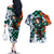 Tanjiro - Demon Slayer Couples Matching Off The Shoulder Long Sleeve Dress and Hawaiian Shirt Anime Mix Japan Pattern Style