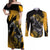 Dio Brando - JoJo's Bizarre Adventure Couples Matching Off Shoulder Maxi Dress and Long Sleeve Button Shirt Anime Mix Manga Style