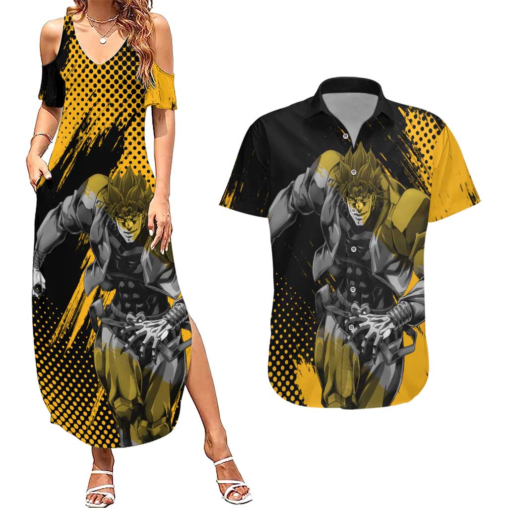 Dio Brando - JoJo's Bizarre Adventure Couples Matching Summer Maxi Dress and Hawaiian Shirt Anime Mix Manga Style