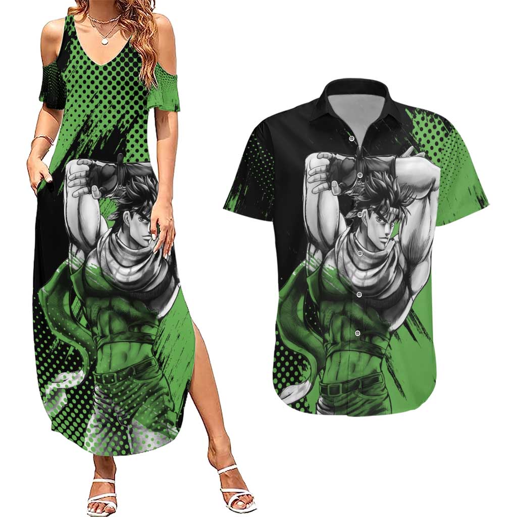 Joseph Joestar - JoJo's Bizarre Adventure Couples Matching Summer Maxi Dress and Hawaiian Shirt Anime Style