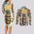 pineapple-skull-couples-matching-long-sleeve-bodycon-dress-and-long-sleeve-button-shirts-summer-paradise