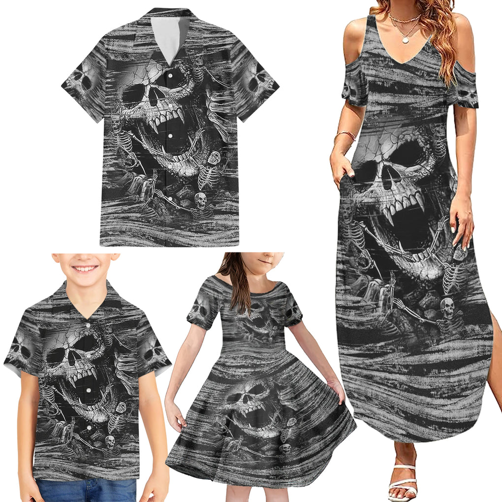 black-and-white-metallica-skull-family-matching-summer-maxi-dress-and-hawaiian-shirt