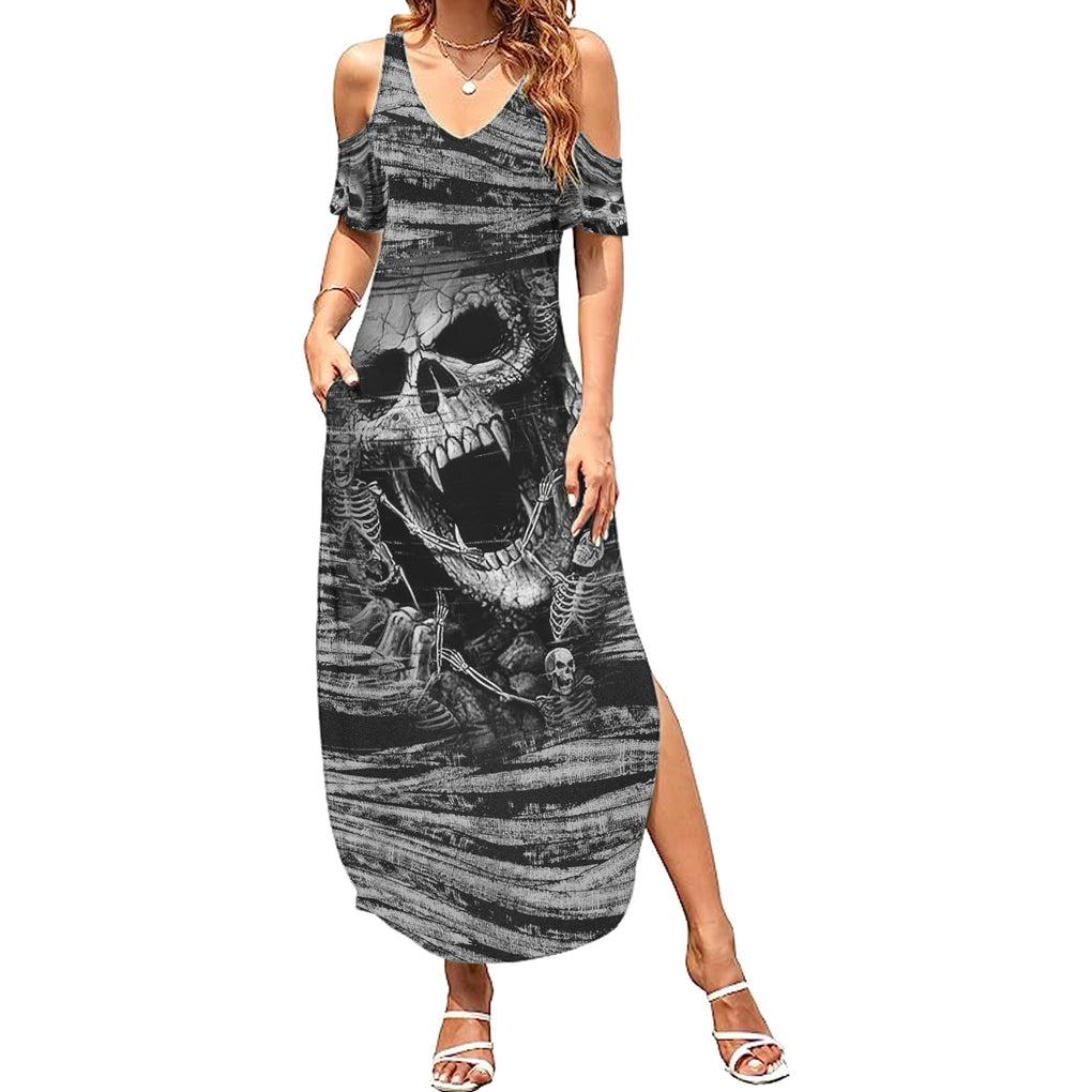 black-and-white-metallica-skull-summer-maxi-dress