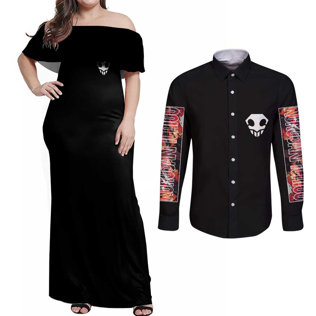 Kurosaki Ichigo TYBWA Bleach Couples Matching Off Shoulder Maxi Dress and Long Sleeve Button Shirt Anime Style