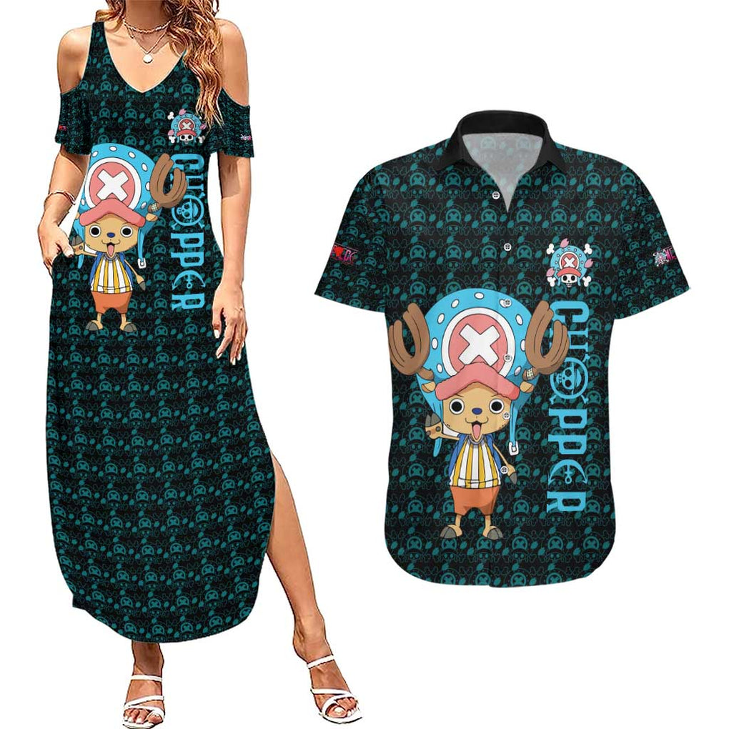 Tony Tony Chopper - Straw Hat Team - One Piece Couples Matching Summer Maxi Dress and Hawaiian Shirt Anime Style