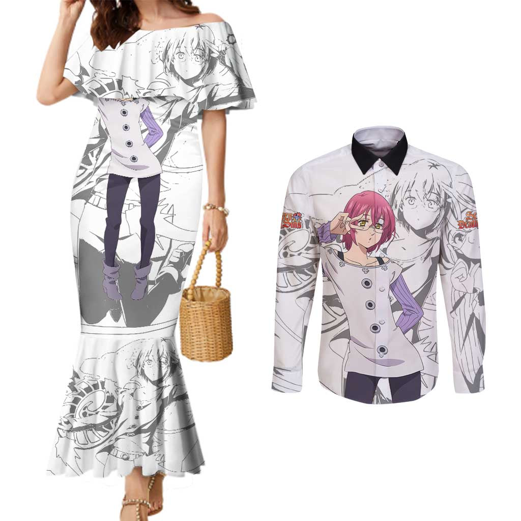 Gowther - Nanatsu no Tazai Couples Matching Mermaid Dress and Long Sleeve Button Shirt Anime Mix Manga Style