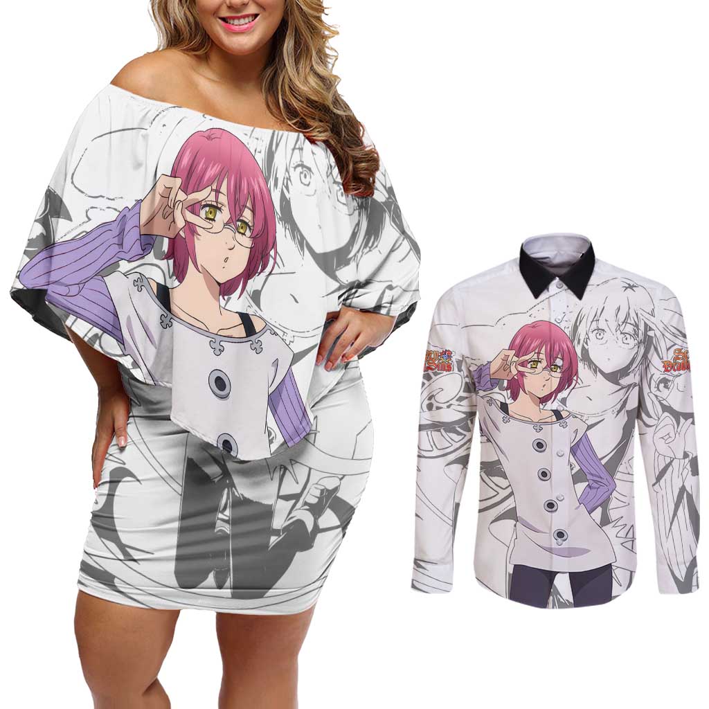 Gowther - Nanatsu no Tazai Couples Matching Off Shoulder Short Dress and Long Sleeve Button Shirt Anime Mix Manga Style