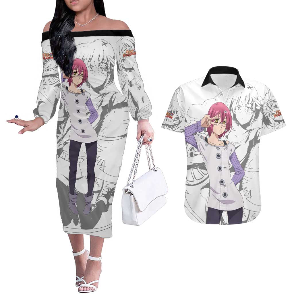 Gowther - Nanatsu no Tazai Couples Matching Off The Shoulder Long Sleeve Dress and Hawaiian Shirt Anime Mix Manga Style