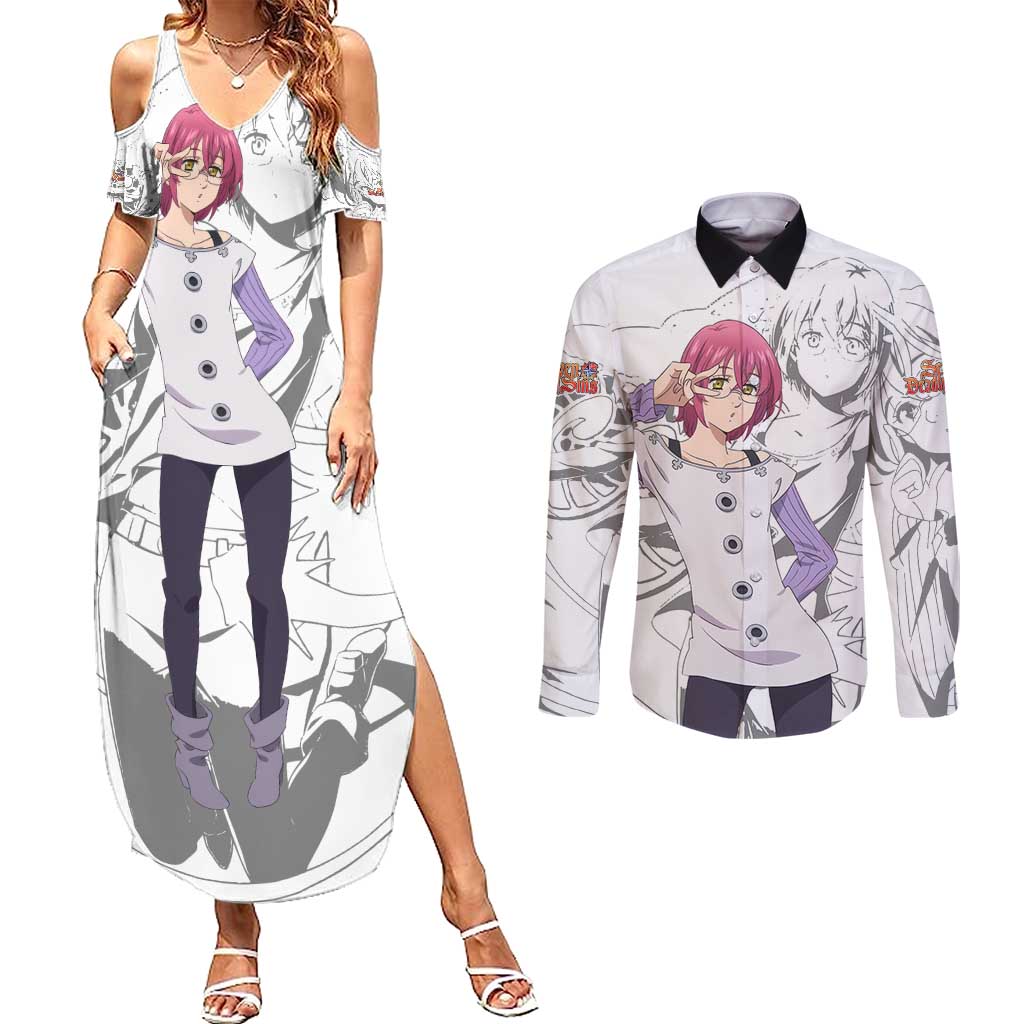 Gowther - Nanatsu no Tazai Couples Matching Summer Maxi Dress and Long Sleeve Button Shirt Anime Mix Manga Style