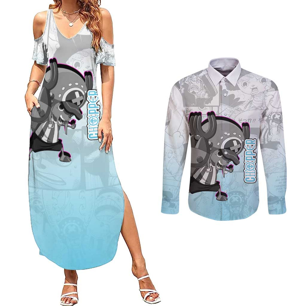 Cute Chopper - One Piece Couples Matching Summer Maxi Dress and Long Sleeve Button Shirt Anime Mix Manga Style