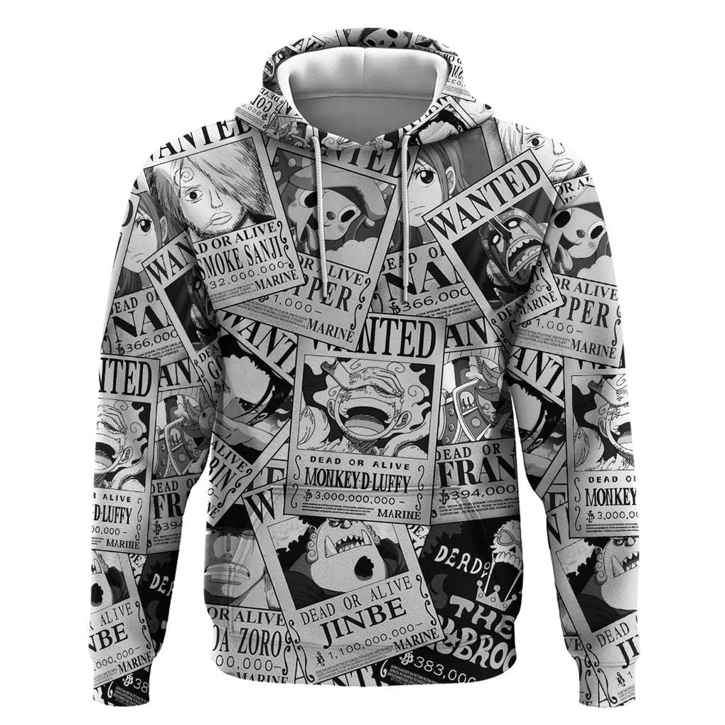 Straw Hat Wanted Pattern One Piece Hoodie Anime Mix Manga Style