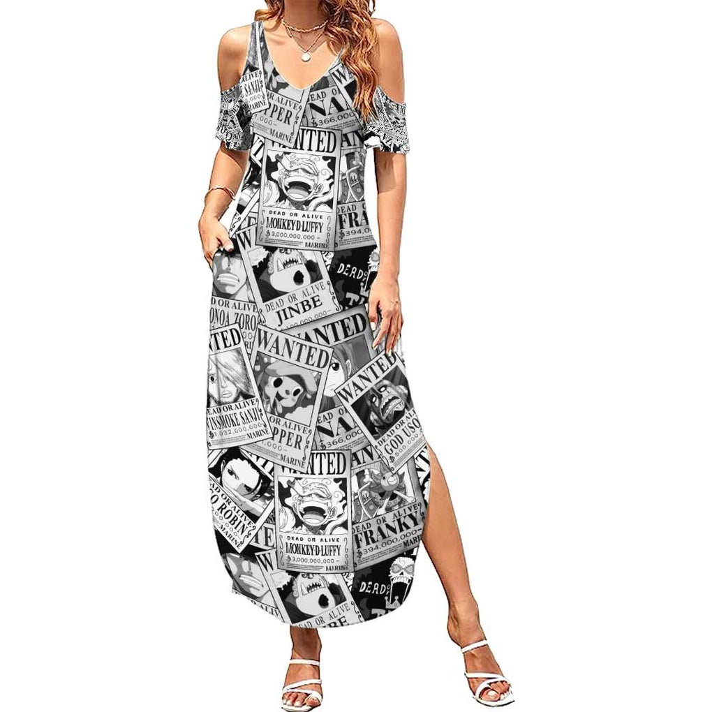 Straw Hat Wanted Pattern One Piece Summer Maxi Dress Anime Mix Manga Style