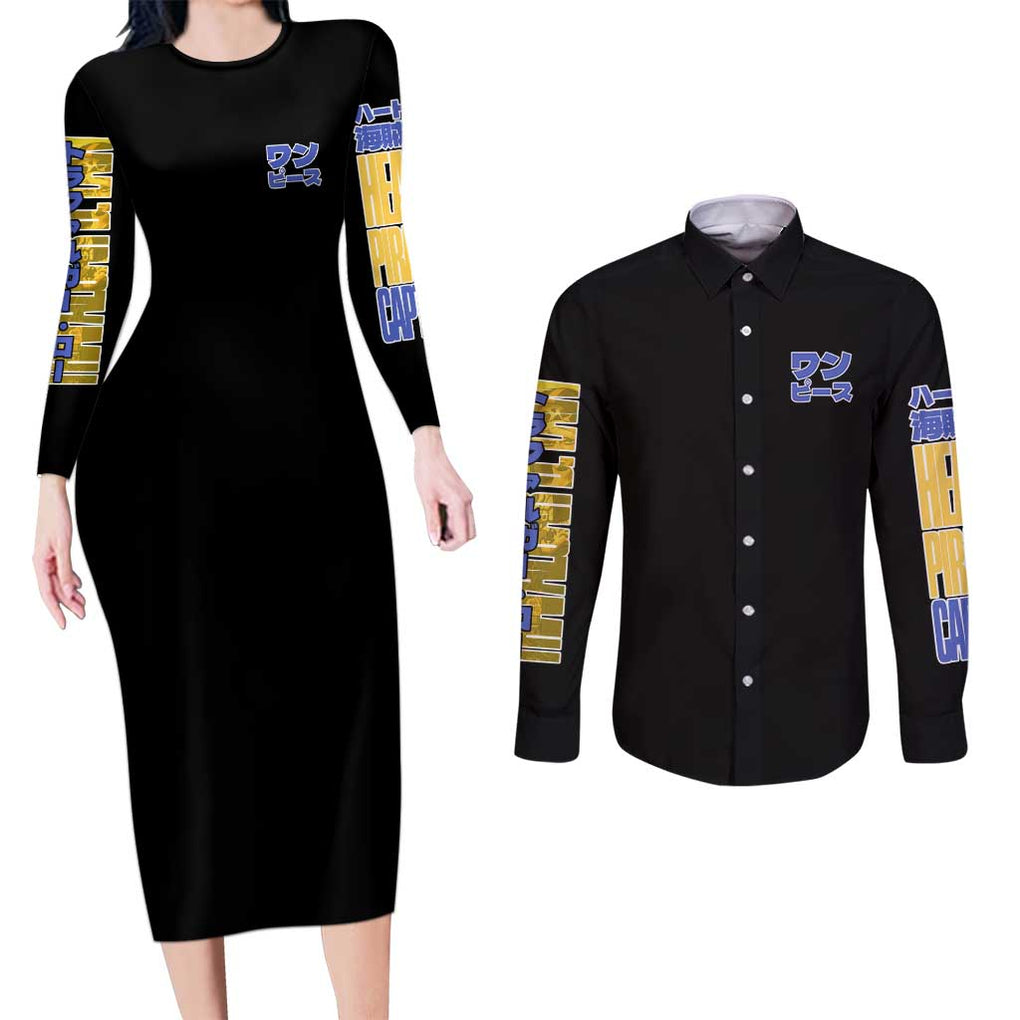 Trafalgar D. Law V3 One Piece Couples Matching Long Sleeve Bodycon Dress and Long Sleeve Button Shirt Anime Style