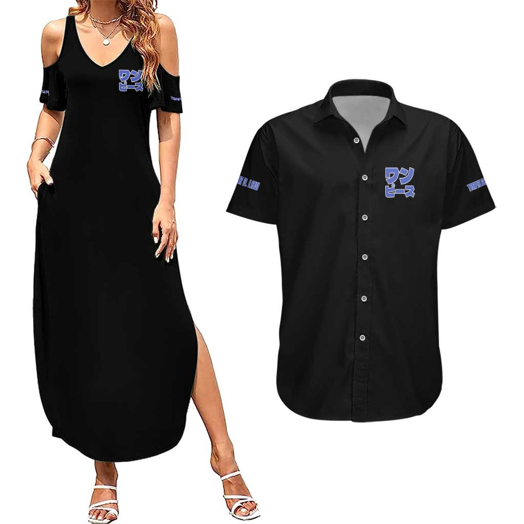 Trafalgar D. Law V3 One Piece Couples Matching Summer Maxi Dress and Hawaiian Shirt Anime Style